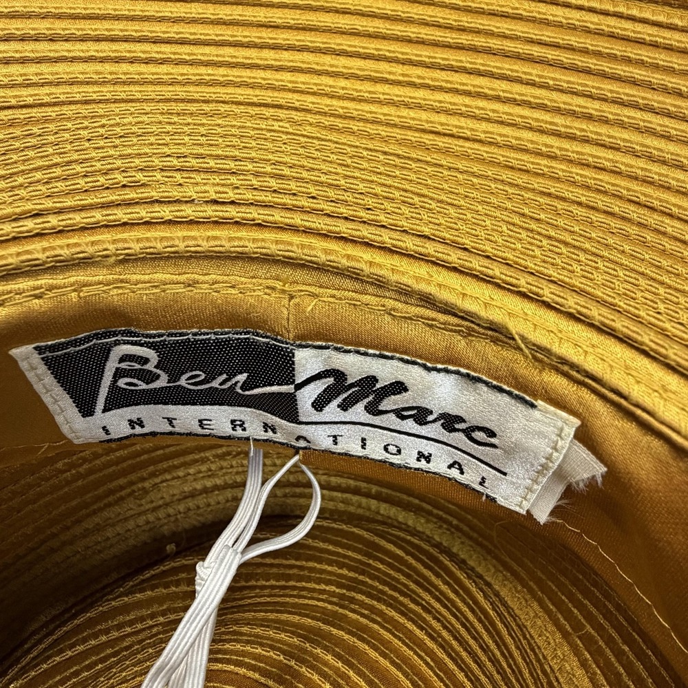 VTG Ben Marc Hat Sun Womens Adjustable Gold Rhinestone Wide Brim Church Derby - Picture 6 of 10